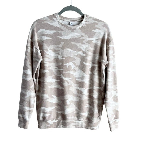 Athleta Studio To Street Print Sweatshirt Camo Lux Oatmeal Heather/Neutral, XXS - Picture 2 of 13